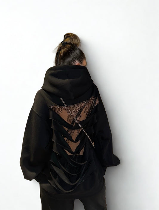 IVERA Ripped Lace Hoodie